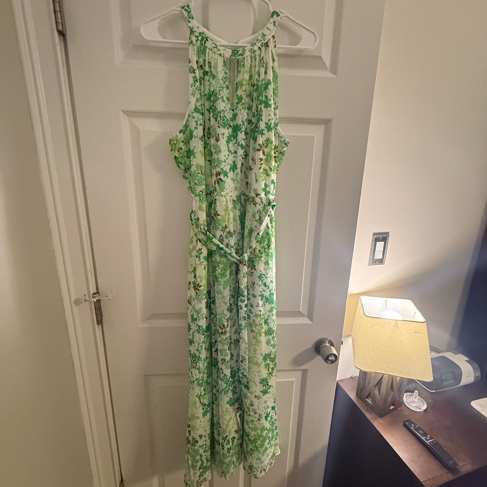DKNY Green and White Floral Sundress with Tag